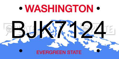 BJK7124 Washington License Plate