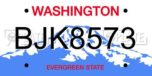 BJK8573 Washington License Plate
