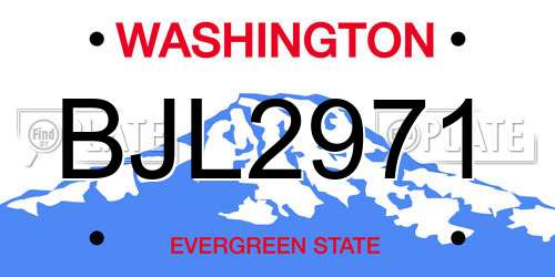 BJL2971 Washington License Plate