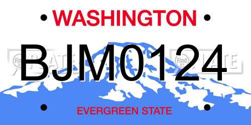BJM0124 Washington License Plate