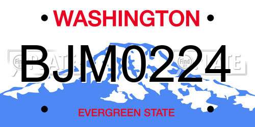 BJM0224 Washington License Plate