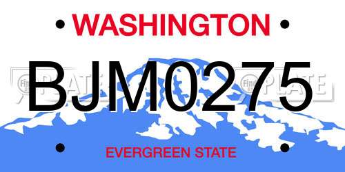 BJM0275 Washington License Plate