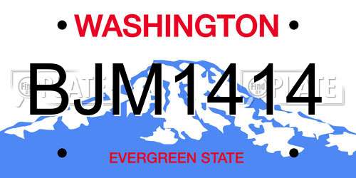 BJM1414 Washington License Plate