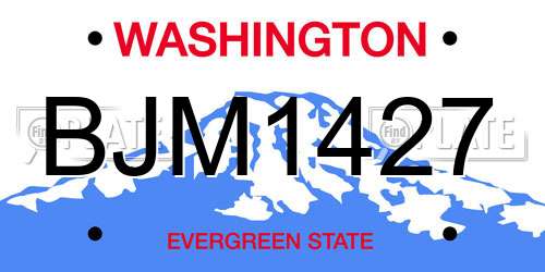BJM1427 Washington License Plate