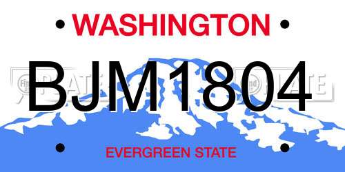 BJM1804 Washington License Plate