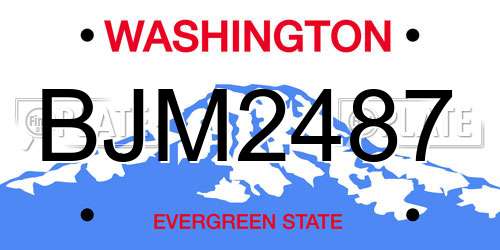 BJM2487 Washington License Plate