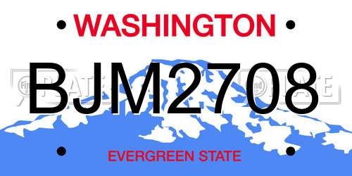 BJM2708 Washington License Plate