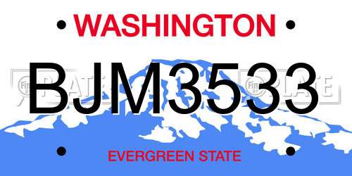 BJM3533 Washington License Plate