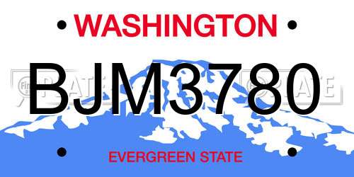 BJM3780 Washington License Plate