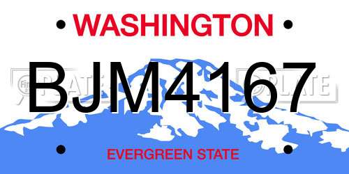 BJM4167 Washington License Plate