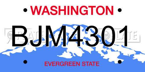 BJM4301 Washington License Plate
