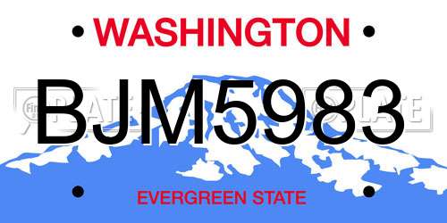BJM5983 Washington License Plate
