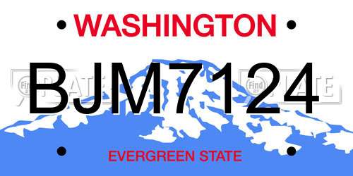 BJM7124 Washington License Plate