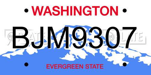 BJM9307 Washington License Plate