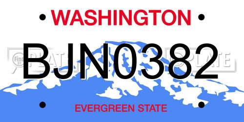 BJN0382 Washington License Plate