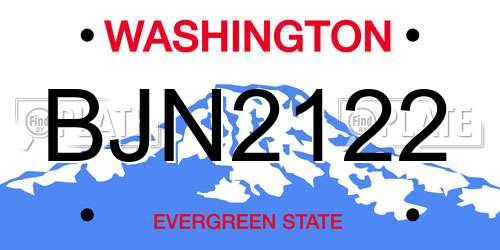 BJN2122 Washington License Plate