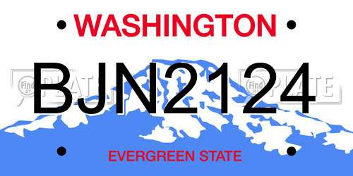 BJN2124 Washington License Plate
