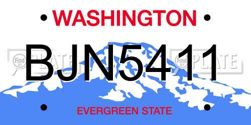 BJN5411 Washington License Plate