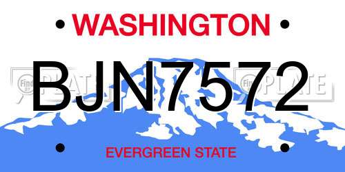 BJN7572 Washington License Plate