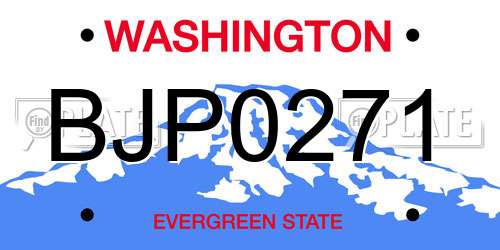 BJP0271 Washington License Plate