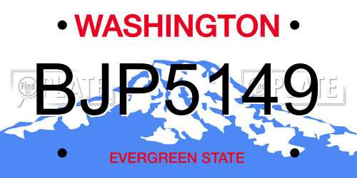 BJP5149 Washington License Plate