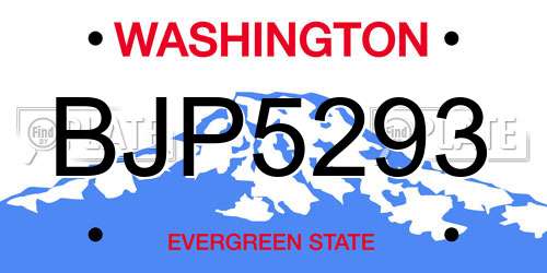 BJP5293 Washington License Plate