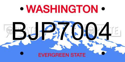 BJP7004 Washington License Plate