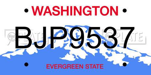 BJP9537 Washington License Plate