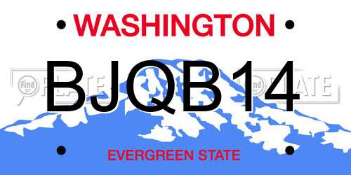 BJQB14 Washington License Plate