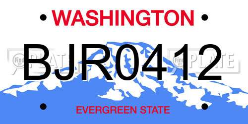 BJR0412 Washington License Plate