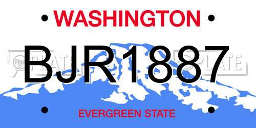 BJR1887 Washington License Plate