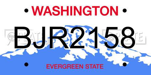 BJR2158 Washington License Plate