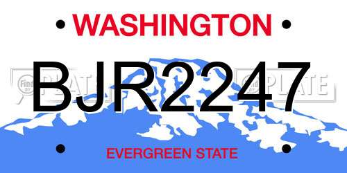 BJR2247 Washington License Plate