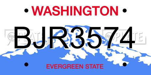 BJR3574 Washington License Plate