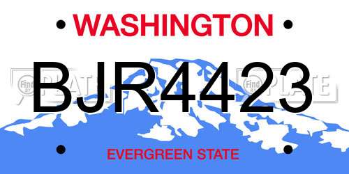 BJR4423 Washington License Plate