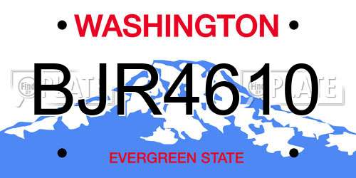 BJR4610 Washington License Plate