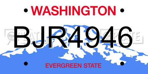 BJR4946 Washington License Plate