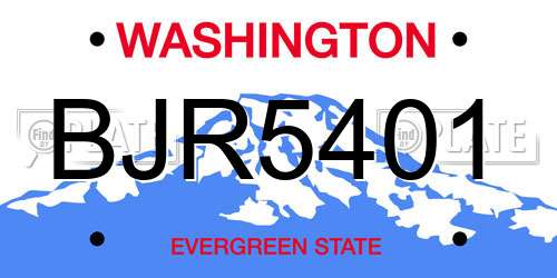 BJR5401 Washington License Plate