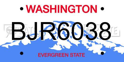 BJR6038 Washington License Plate