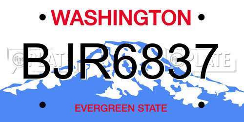 BJR6837 Washington License Plate