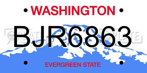 BJR6863 Washington License Plate
