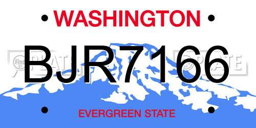 BJR7166 Washington License Plate