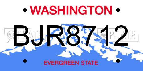 BJR8712 Washington License Plate