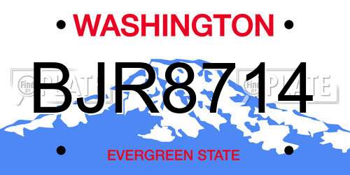 BJR8714 Washington License Plate