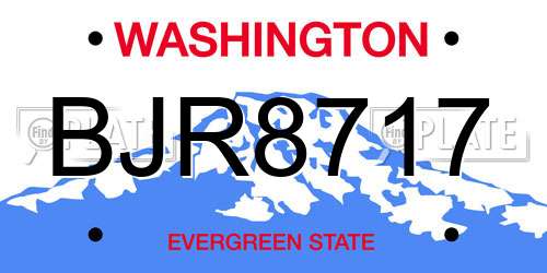 BJR8717 Washington License Plate