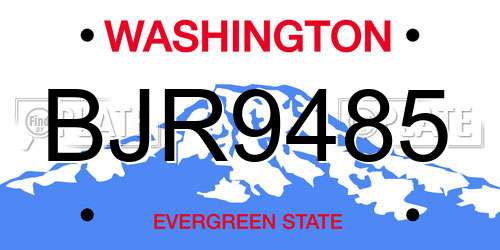 BJR9485 Washington License Plate