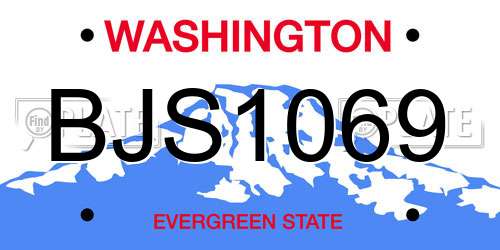 BJS1069 Washington License Plate