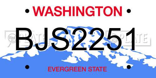 BJS2251 Washington License Plate