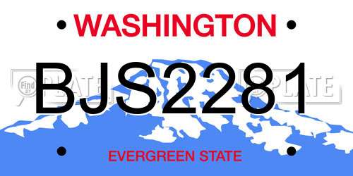 BJS2281 Washington License Plate
