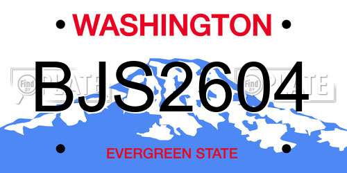 BJS2604 Washington License Plate